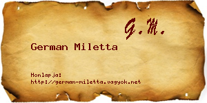 German Miletta névjegykártya